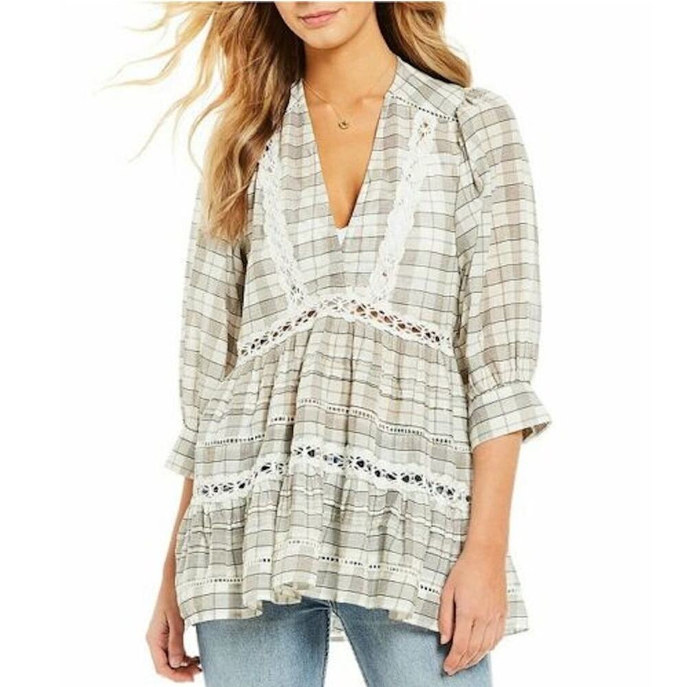 Free People Time Out Lace Tunic Top size XS NWT